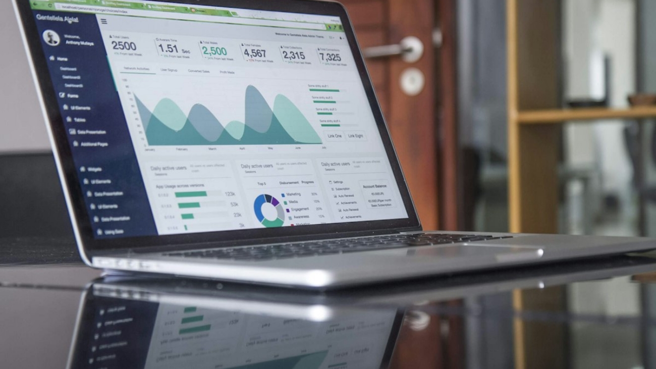 Clean financial data analytics visualization on modern screen
