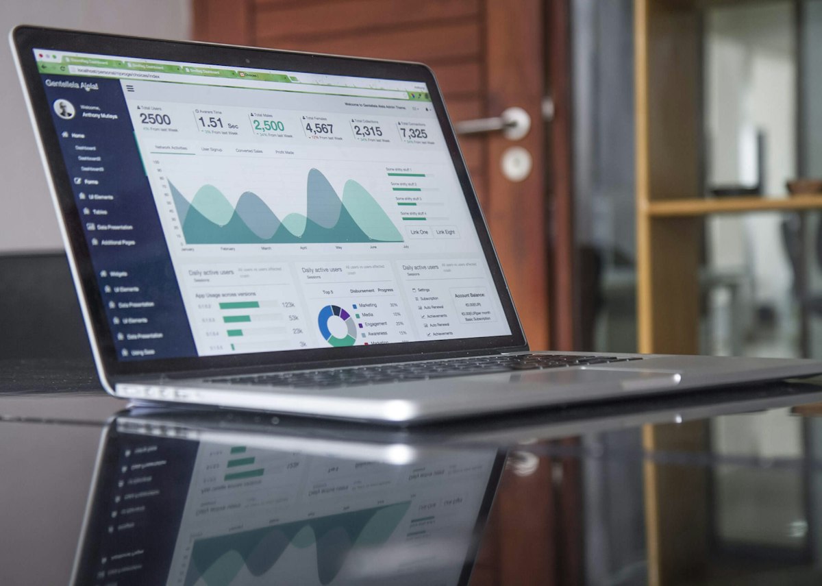 Clean financial data analytics visualization on modern screen
